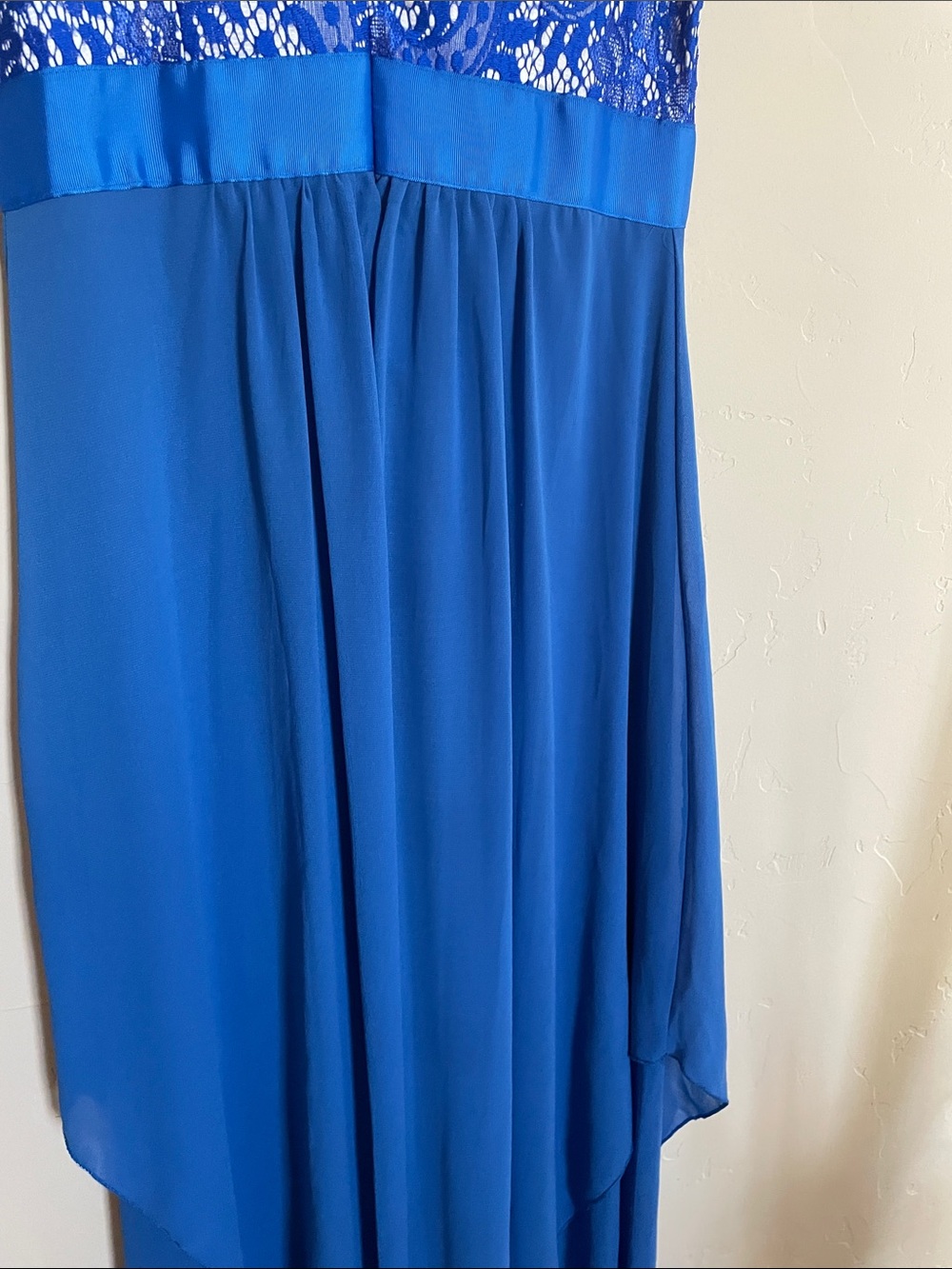 Royal Blue Lace Bodice High-Low Dress - Picture 3 of 7
